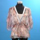 Ladies poly chiffon with lurex printed woven top with knitted camisole inside, TWAW7-414