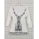 Ladies Knit Long Sleeve Embridered Scoop