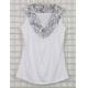 Ladies Knit Sleeve Emroidered Yoke Vee