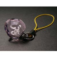 Decorative crystal heart shape with laser logo mobile strape in PINK