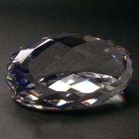 Decorative crystal oval shape paperweight with facet cuts around