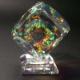 Decorative crystal cube paperweight with base with AB coating