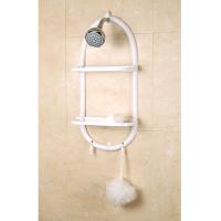 KNOCKED DOWN PLASTIC 2-TIER SHOWER CADDY WITH 2 HOOKS