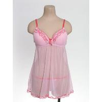 Mesh with ruffle mesh trim Babydoll set