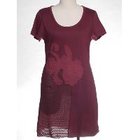 Ladies short sleeve knitting dress with embroidery pattern