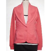 Ladies long sleeve knitting coat combine with woven fabric
