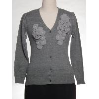 Ladies long sleeve knitting cardigan with chiffon pattern