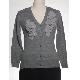 Ladies long sleeve knitting cardigan with chiffon pattern