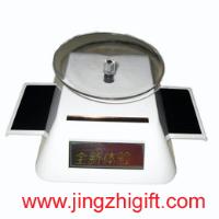 solar powered rotating display stand with blinking logo