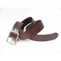 Skived Lines Cowhide Leather Belt For Men, Dressy Golf Style