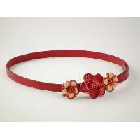 Painted Flower Blossom on Plain Leather Belt - Buckle -Free