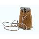 Drawstring mini leather pouch