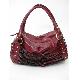 Weaving Pattern Cowhide Leather Satchel Bag