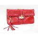 Red Split Leather Clutch Handbag with LV style Bamboo Turnlock, IH0121