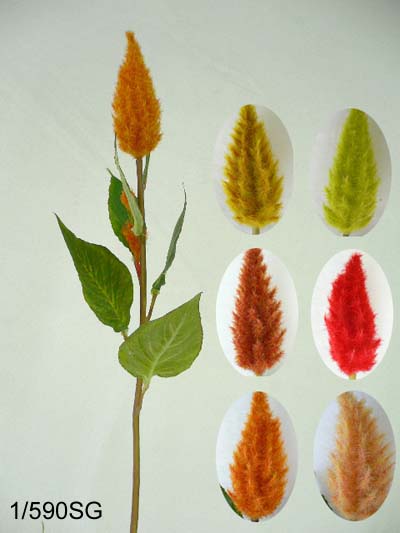 26 inches Small long shape celosia w/6 lvs.