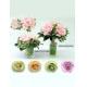 6.5 inches MICLE ROSE BOUQUET W/3 FLS, LVS & WATER IN GLASS (THIN M.P.) 10 inches MICLE ROSE BOUQUET W/7 FLS, LVS & WATER IN GLASS (THIN M.P.)
