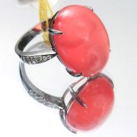 Rhodochrosite Diamond Ring