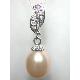 9x10mm Purple Pearl Diamond Pendant 18K W Gold #dad019f