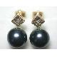 Sell 8mm Black Akoya Pearl Diamond Earrings 18K Gold #dae047n