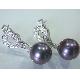 Rare 10mm Black Pearl Diamond Earrings 18K Gold #dae003b