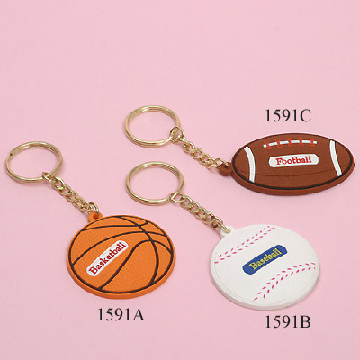 1591A - Basketball Keychain,1591B - Baseball Keychain,1591C - Football Keychain