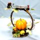 9 inches Metal Candle Holder with Styrofoam Crackle Pumpkin, B24-KMV0074