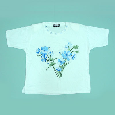 Ladies' T-shirts with Flower Applique