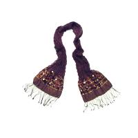 Brown wool elastic beading scarf