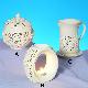 Hand-sculptured, A) AP 25021 Covered ball shape - 3pcs set 
B) AP 25042 The Arch 
C) AP 25013 Cup & Saucer - 2pcs set