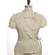 Short Sleeve Box Pleat Collar wrap Blouse, 7631216