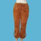 LADIES' SUEDE PANTS WITH WOOL/ACRYLIC KNITTED TRIM.