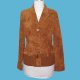 LADIES' SUEDE WITH WOOL/ACRYLIC KNITTED JACKET.