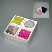 Silver-plated Baby Gift Box with Epoxy and Photo Frame