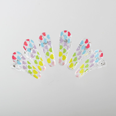 Mini Plastic Salon Clips w/ Hearts Print