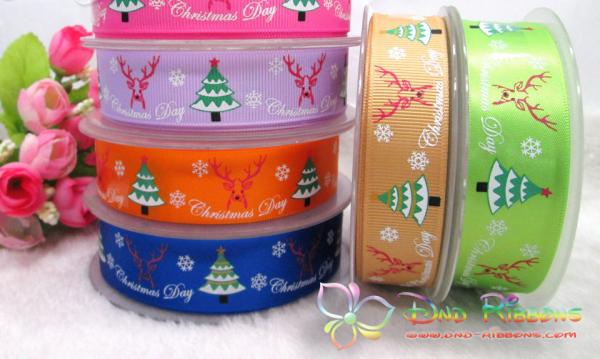 Christmas tree printed ribbon