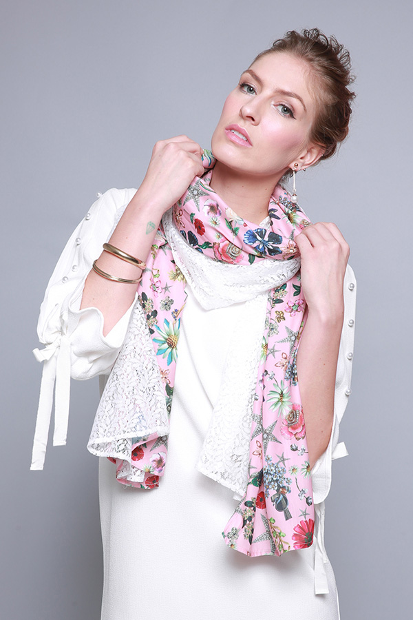 Printed and Lace Scarf