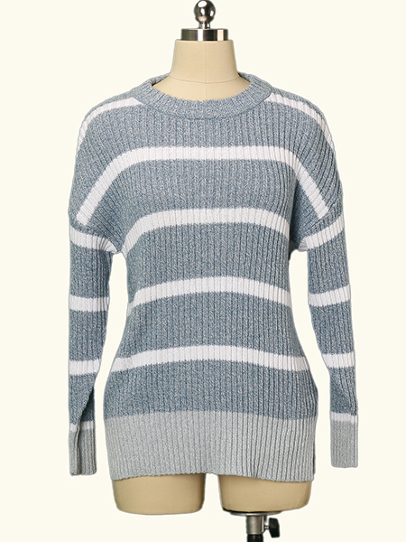 Fall Discount Oversize Frocks Design Women Recycle Cotton Crew Neck 12 G Pre-Twisted Pullover Sweater
