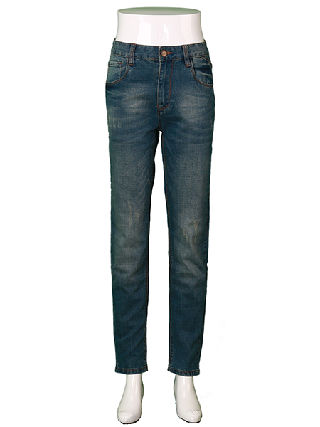 Winter New Smart Ladies Cotton Polyester Vintage Wash Sand Blast Denim Jeans