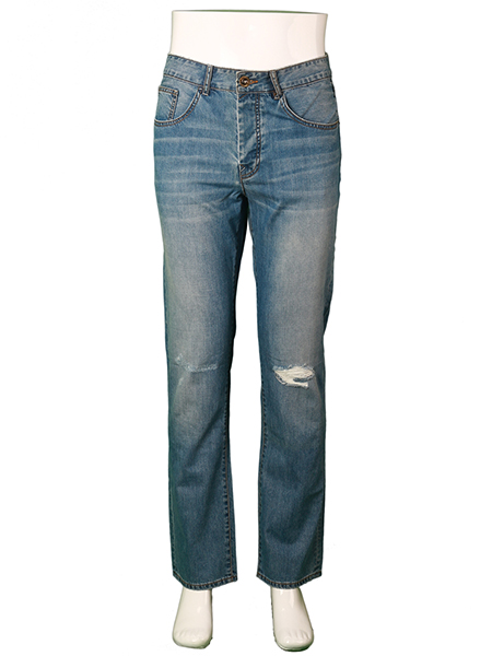 Custom Fashion Design Low Stretch Ladies Straight Leg Heavy Bleach Denim Jeans
