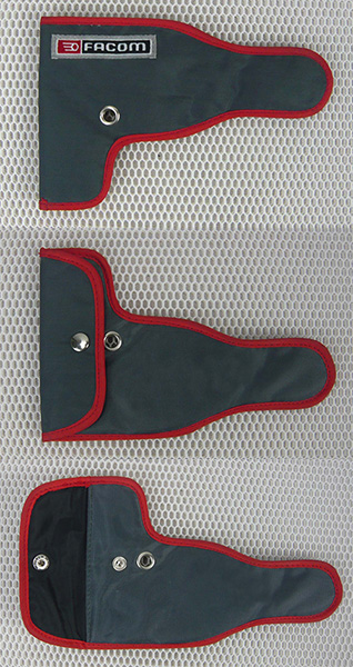 Grey PVC Gun-shape With Two Eyelets Snap Closure Tool Pouch