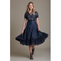 Fit and Flare Knit Dress with Fringe Bodice Details