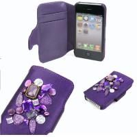 iPhone 4/ 4S Jewel book Case purple