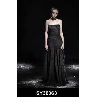 Evening Dress with Organza Trim
