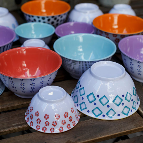 Melamine Two Tone Color Bowl with Decal