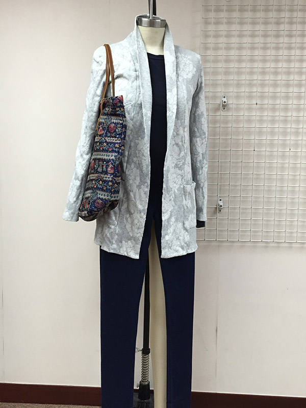 Ladies Knitted Jaquard Cardigan with Knitted Indigo Jean