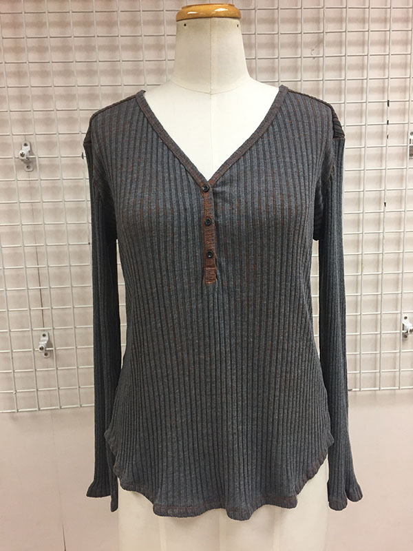 Cotton Rayon 2x2 Rib Ladies Pullover with Antique Washed