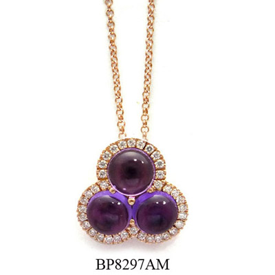 18K Gold Amethyst Diamond Pendant