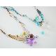 Lace necklace with net bean, 1189-NEC / 1189-BRA