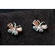 Color stone ear ring in butterfly shape, 1218-EAR