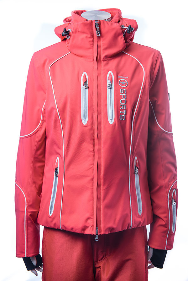 Red Ladies' Insulated Outdoor Soft-shell Windproof Winter Woven Zip Winter Slim Fit Jacket